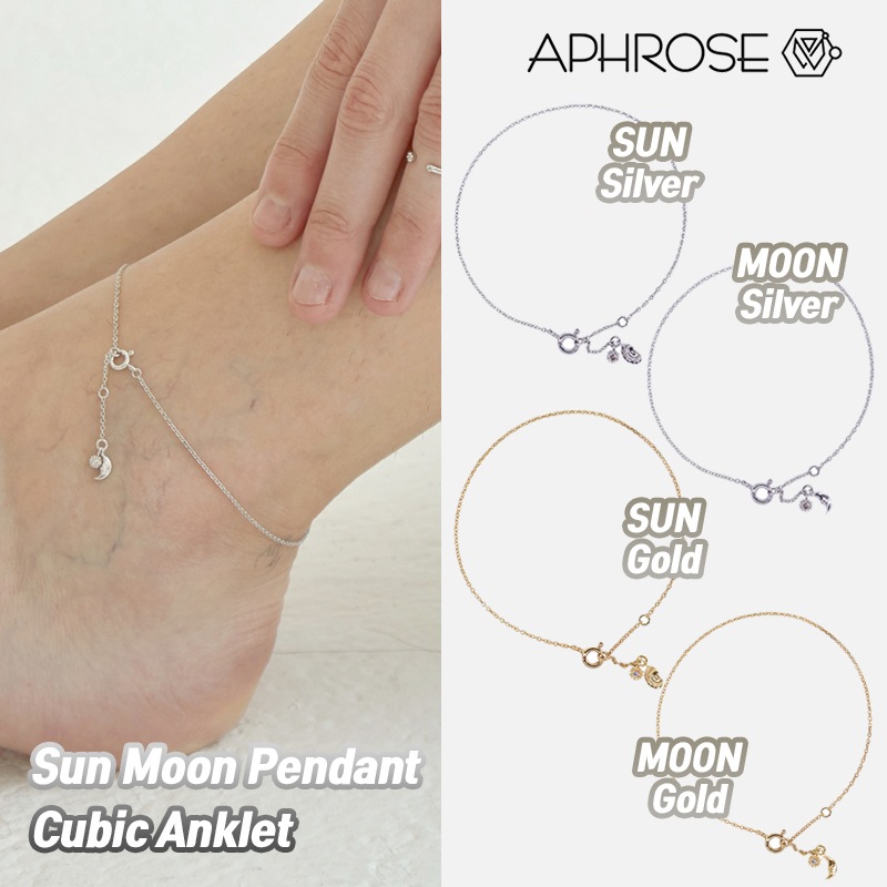 Sun Moon Pendant Cubic Anklet 韓国ファッション 正規品 4,430円