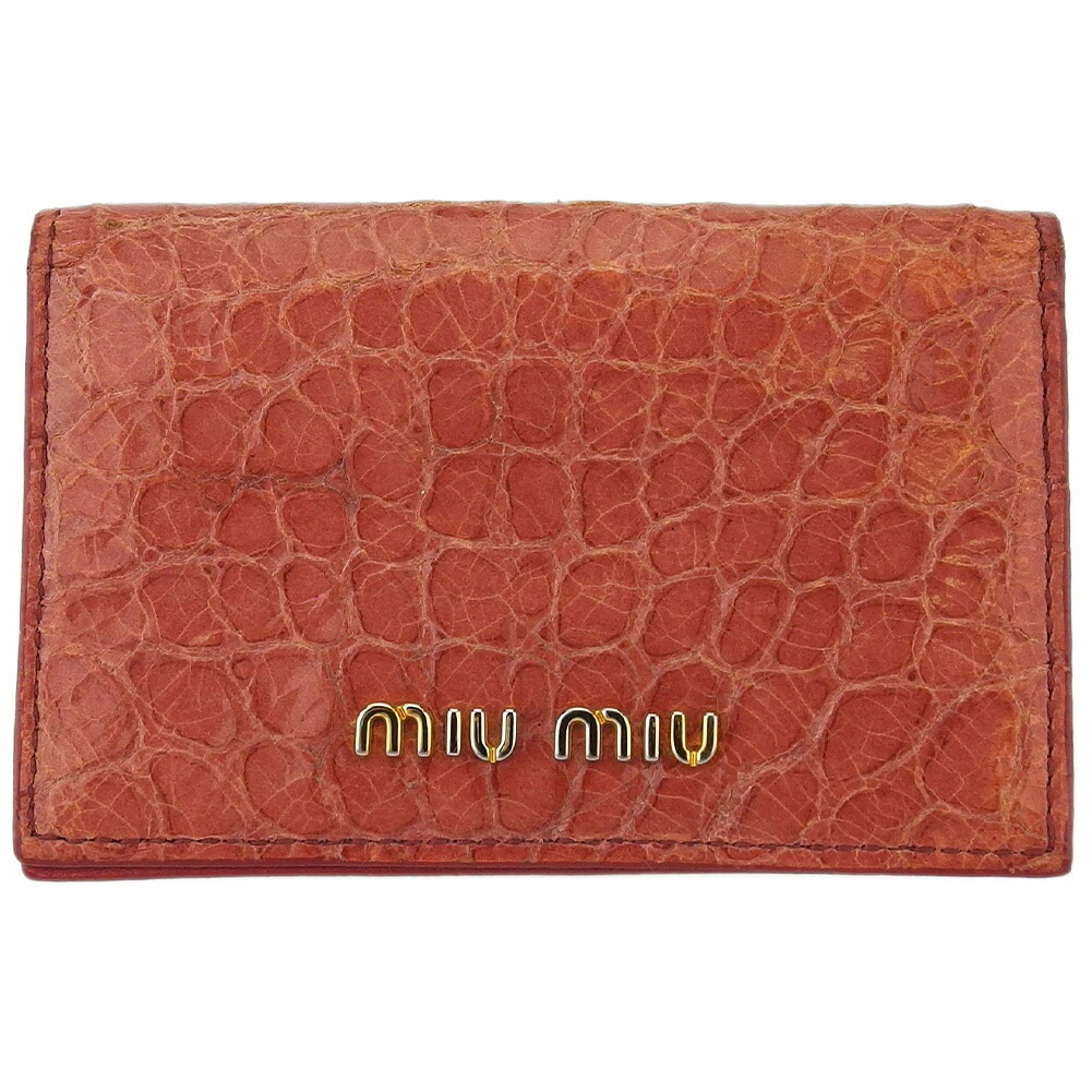 カードケース クロコ調 ピンク ゴールド レディース 中古