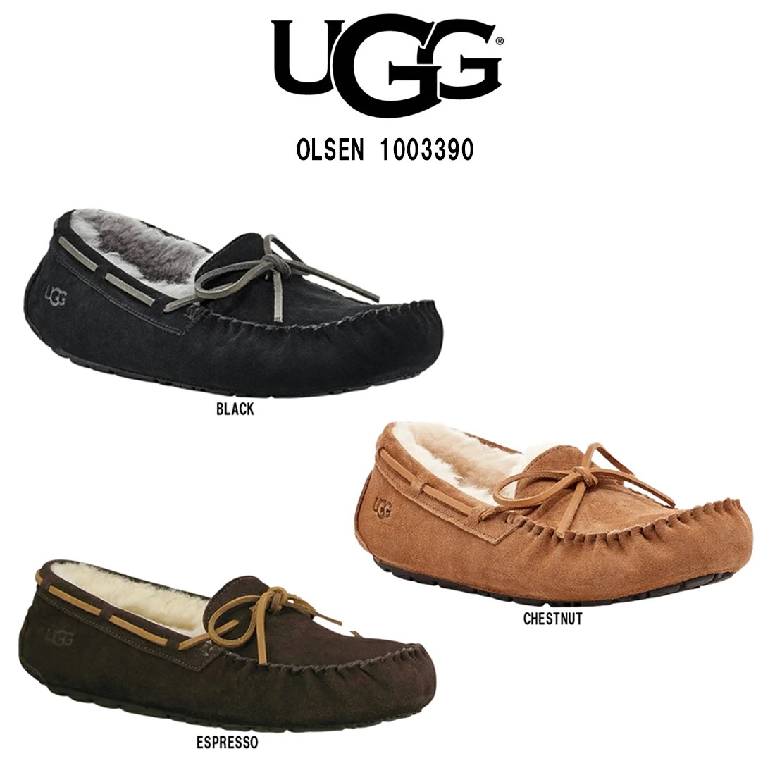 UGG メンズ オルセン モカシン スリッポン シューズ ムートン ボア スエード ウール ふわふわ レース 屋内 屋外 男性用 靴 M OLSEN 1003390