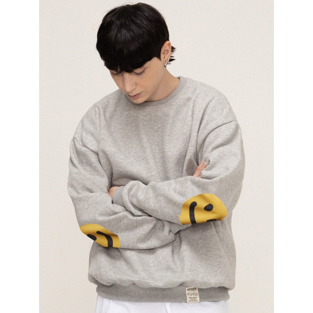 GRAVER エルボー ドローイング ドット スマイル マンツーマン グレー 7,815円