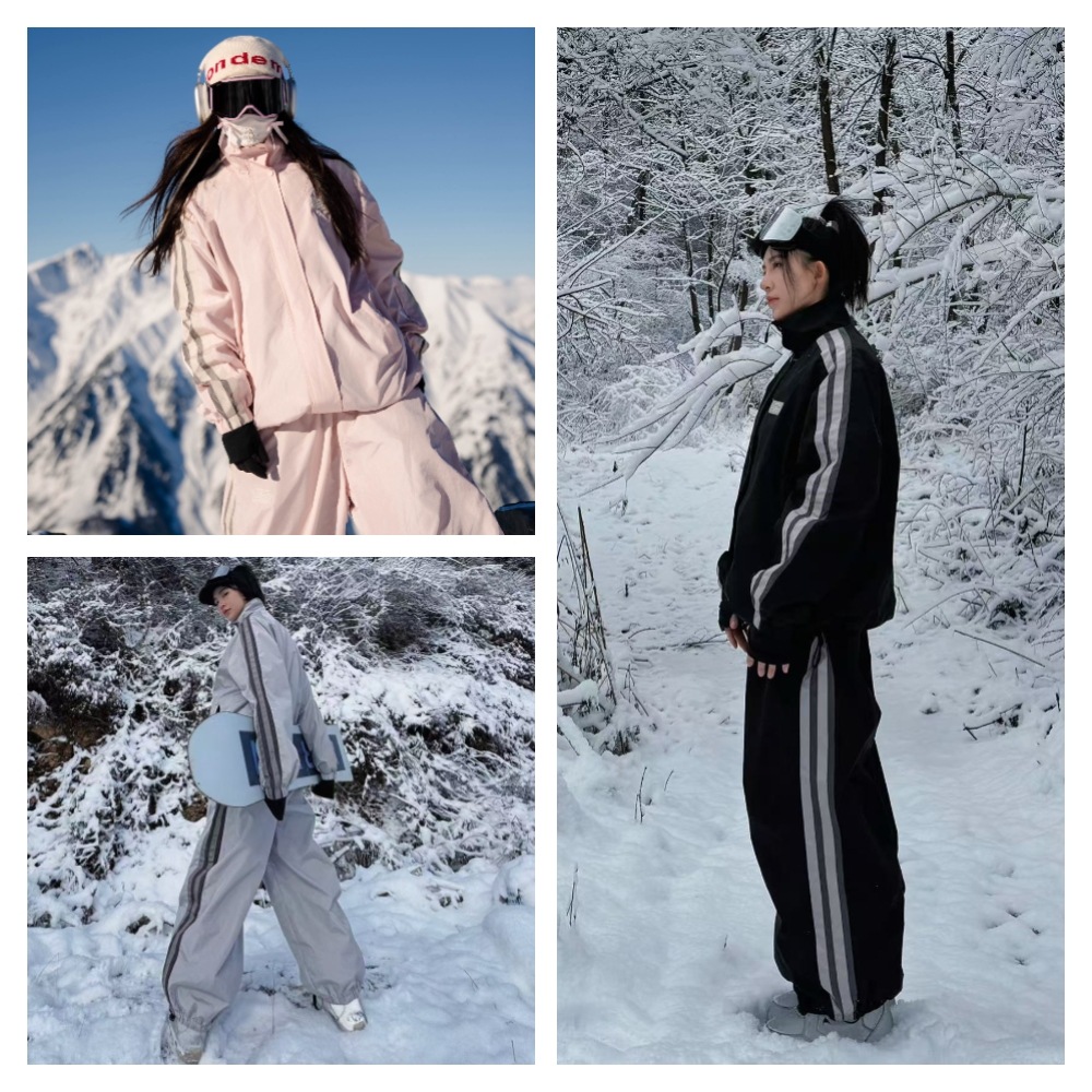 スノーボードウェア 2024 2025 3L防水20000 ストライプ柄 黒 ピンク グレー レディース メンズ ジャケット アウター パンツ スウェット スノボー スキーウェア