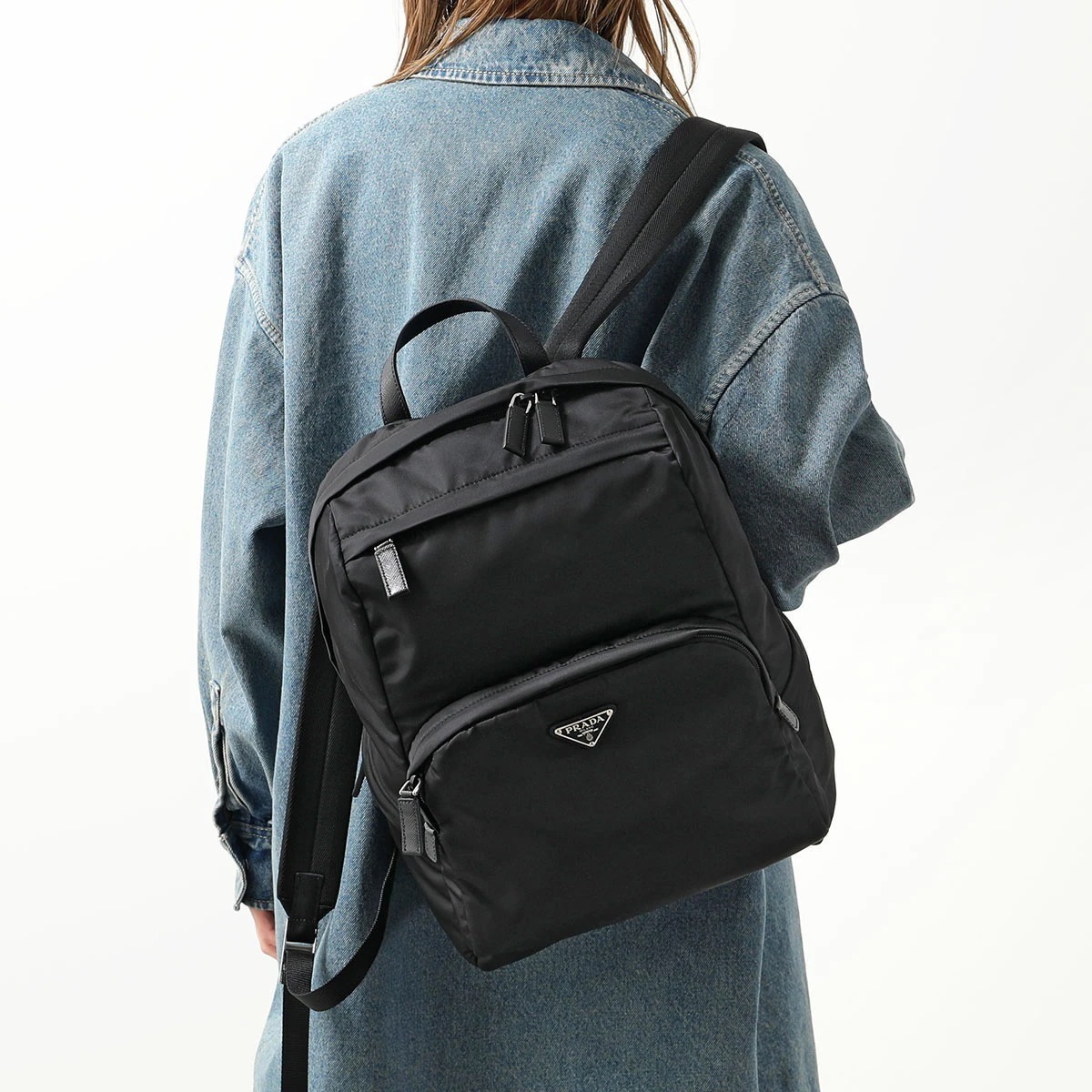 PRADA プラダ バックパック Re-Nylon リナイロン 2VZ104 OOO 2DMG レディース サフィアーノレザー リュック 鞄 F0002/NERO