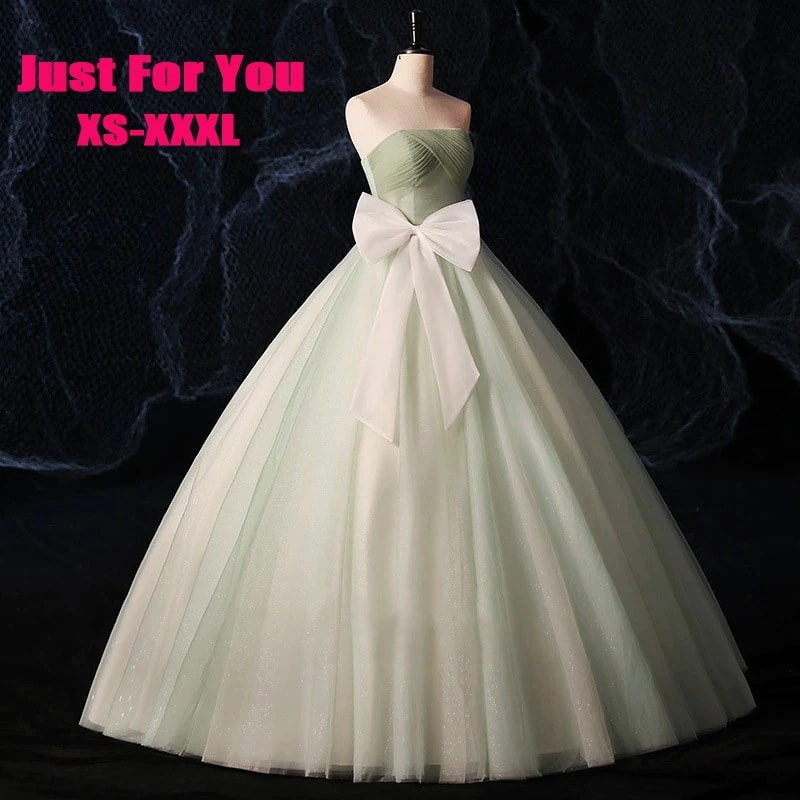 緑 カラードレス プリンセス パーティードレス ドレス 発表会 ピアノ ウェディングドレス 大きいサイズ イブニングドレス オフショルダー 格安 お花嫁 ドレス リボン グリーン 編み上げ 前撮り 後