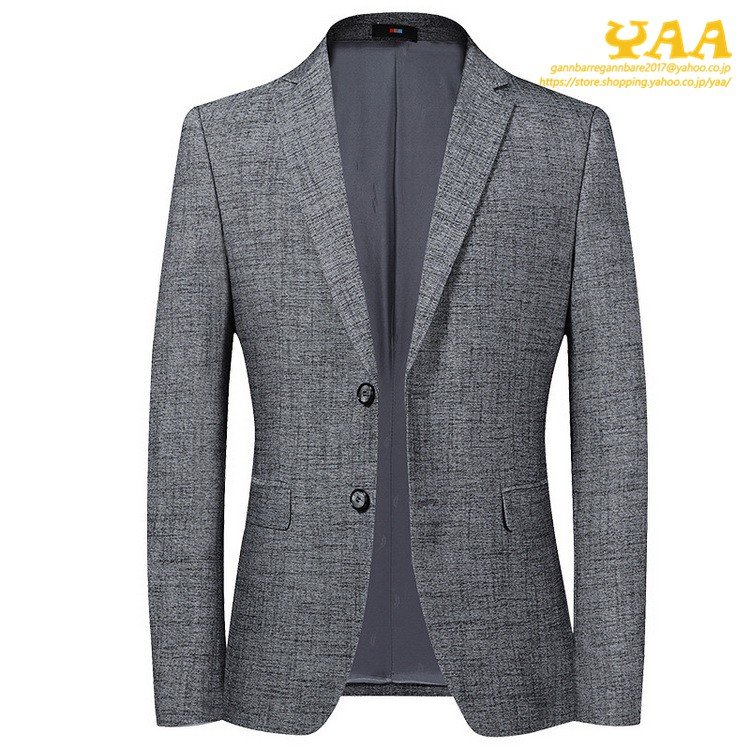 スーツジャケット メンズ ジャケット テーラードジャケット ビジネスジャケット 2ツボタン グレー 上品 カジュアル 通勤 春