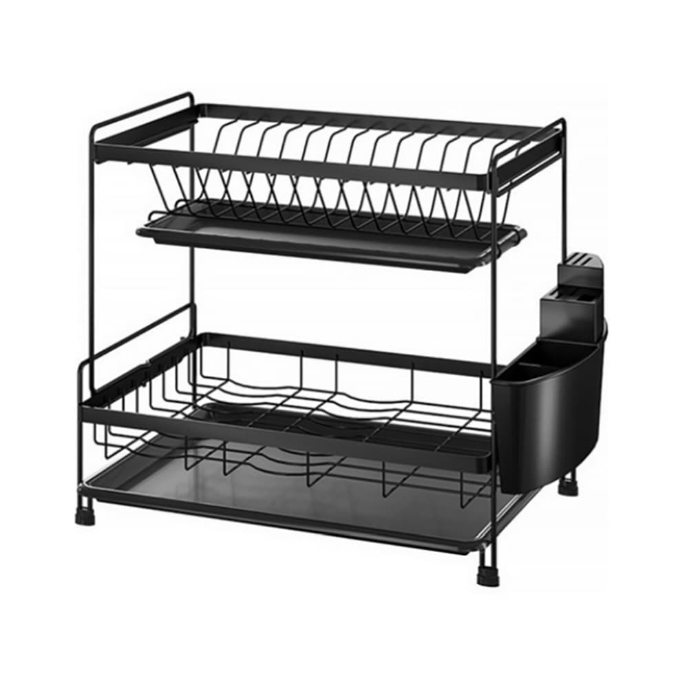 Modern Tableware Dryer 2 Tier Dish Dry Rack Carbon