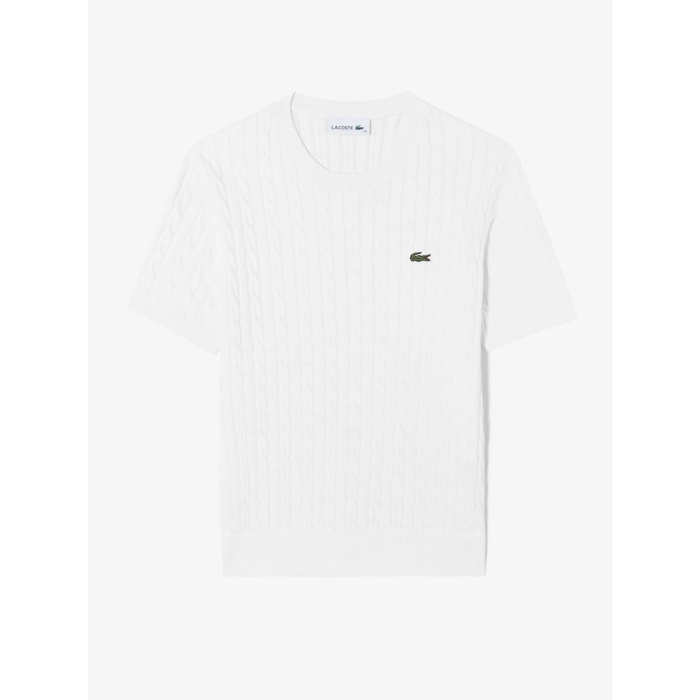 ラコステ女性用ケーブルショートスリーブクルーネック AF480E-54N 001 Q2NAF480E-54N001