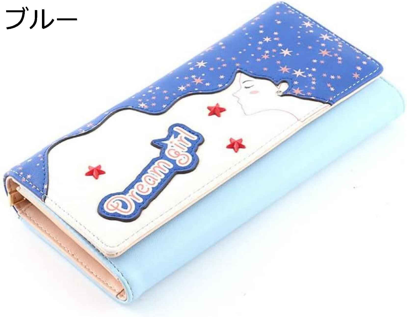 【20%OFFクーポン】レディース財布 シンプル かわいい 手に長い 三つ折り 磁気バッグ アニメプリント 財布 レディースさいふ 長財布 使いやすい ブルーその他 財布・ポーチ