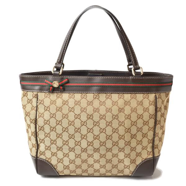 トートバッグ GUCCI ショルダーバッグ GGブラウン/ベージュ シェリーライン 257061