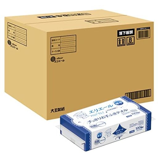 【ケース販売】エリエールPlus+キレイすっきりお手ふきタオル100枚×60パック