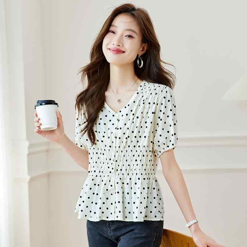 マダム 美しい 花 シフォン シャツ 夏 エレガント マダム 半袖