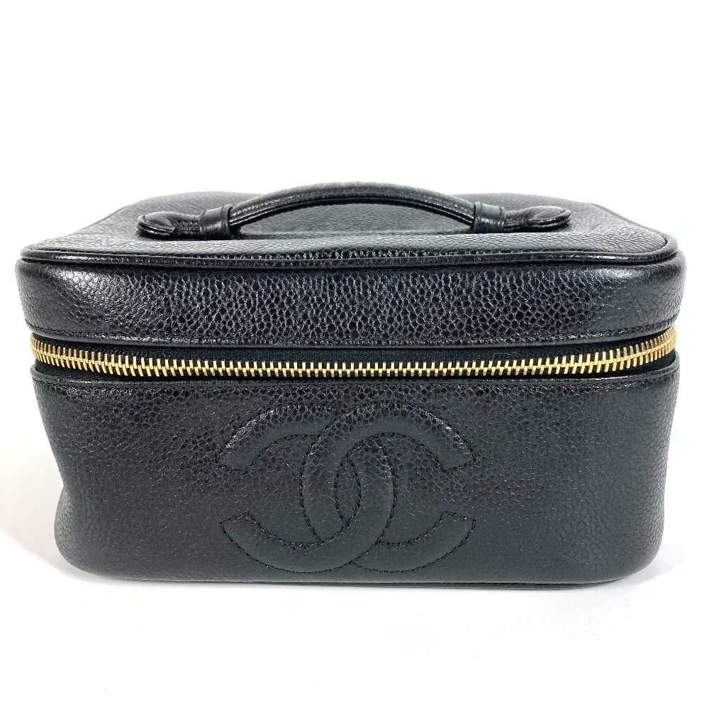 ハンドバッグ A01997 CC ココマーク ロゴ カバン バニティバッグ ポーチ ボックス BOX キャビアスキン ブラック