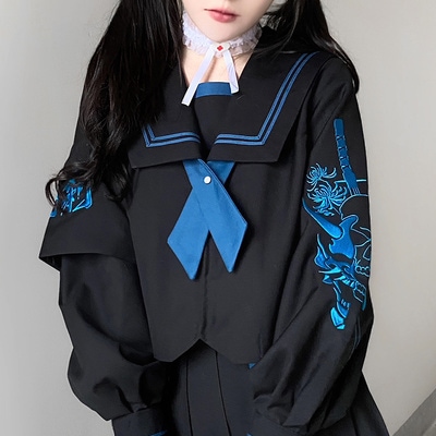 無刹鬼日系オリジナル服不良JK制服ロングスカートスーツ暗黒少女学院風クラス服春秋