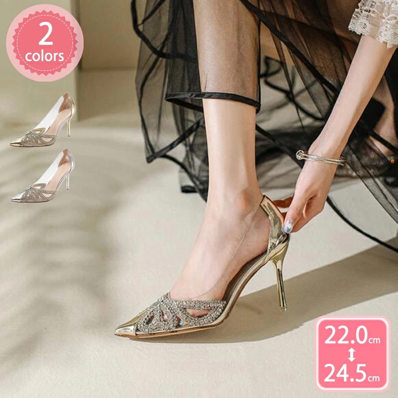 777円OFFクーポン パンプス レディース 9cmヒール ポインテッドトゥ ハイヒール エナメル クリア ピンヒール high heels 美脚 ラインストーン セクシー 歩きやすい 痛くない 結婚