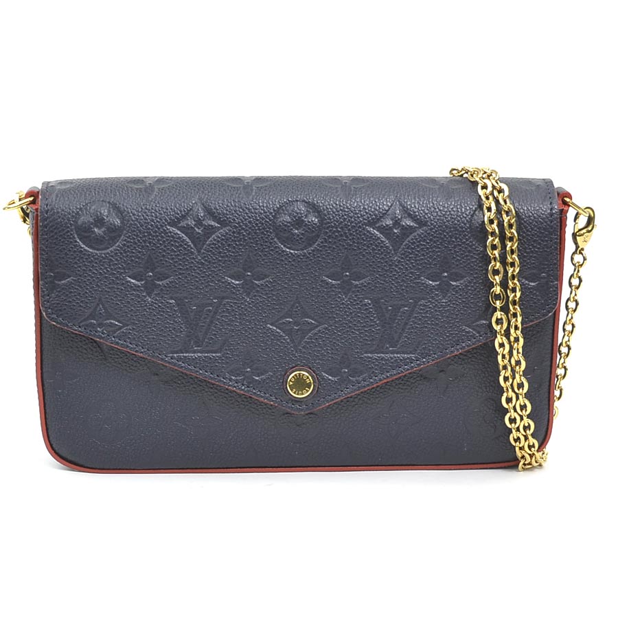 ルイ ヴィトン LOUIS VUITTON 斜め掛けショルダーバッグ チェーンウォレット モノグラムアンプラント ポシェット フェリーチェ モノグラムアンプラント ネイビー ゴールド レディース M6
