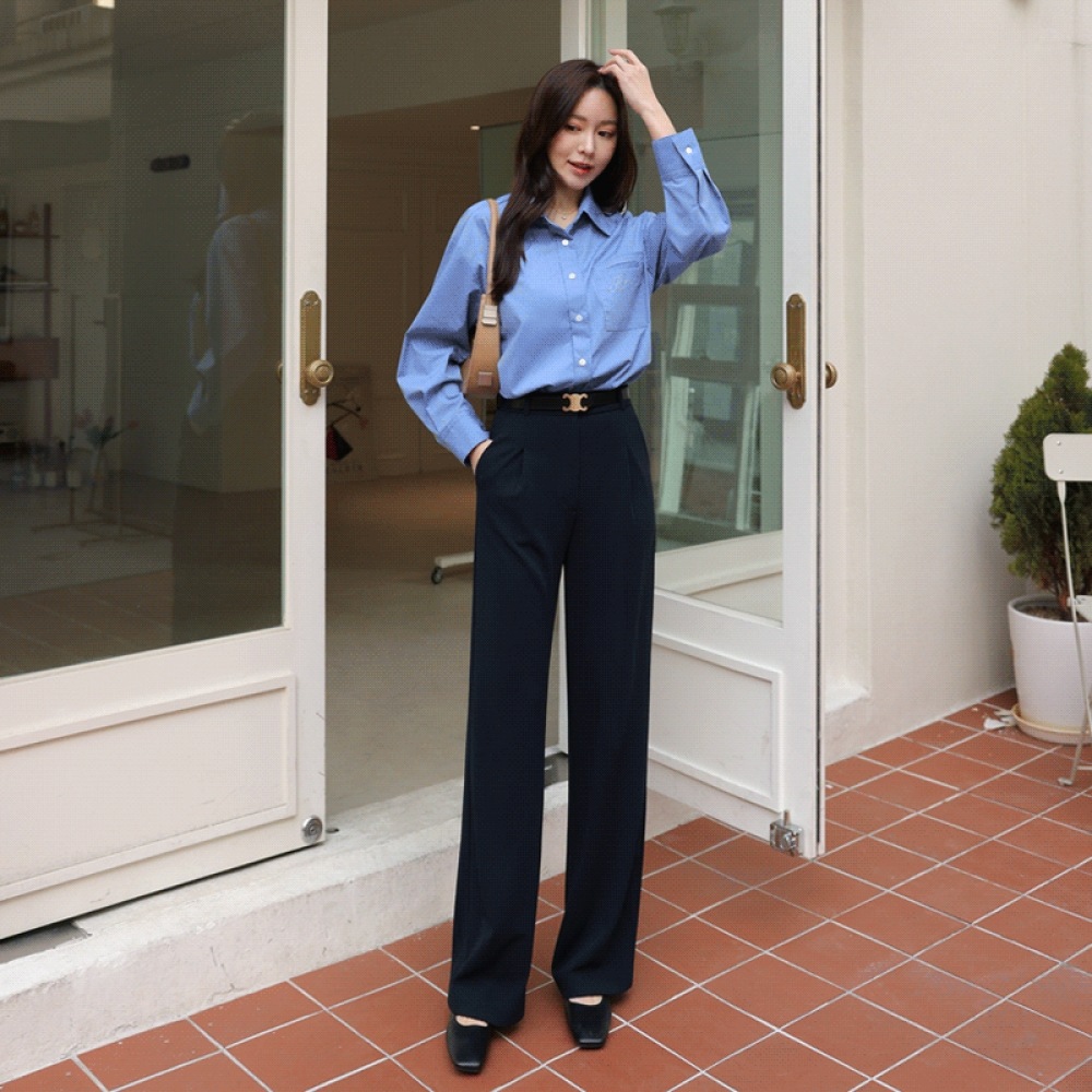 Click & Funny おしゃれで洗練されたピンタックワイドスラックス [SMLサイズ]