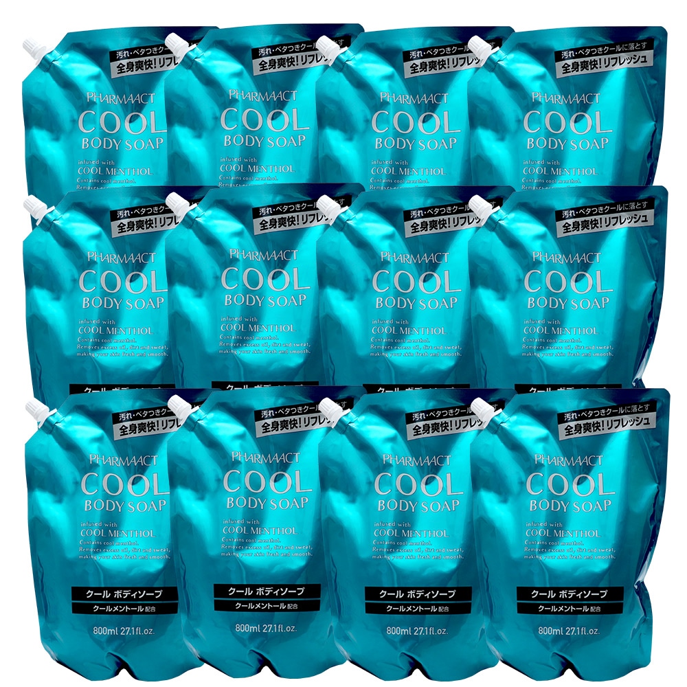ボディソープ 詰め替え クール メントール 800ml 12個セット ファーマアクト