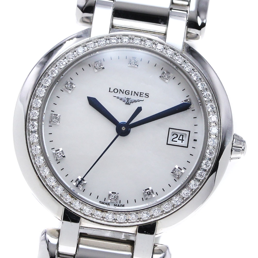 ロンジン LONGINES L8.112.0 プリマルナ ダイヤベゼル 11P クォーツ レディース 箱・保証書付き_846276【中古】