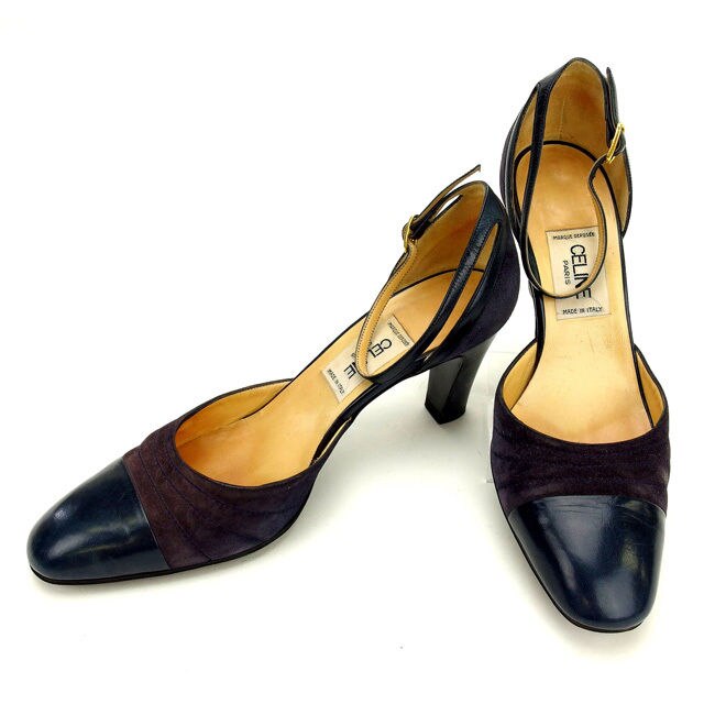 パンプス ＃6 ネイビー パープル 中古