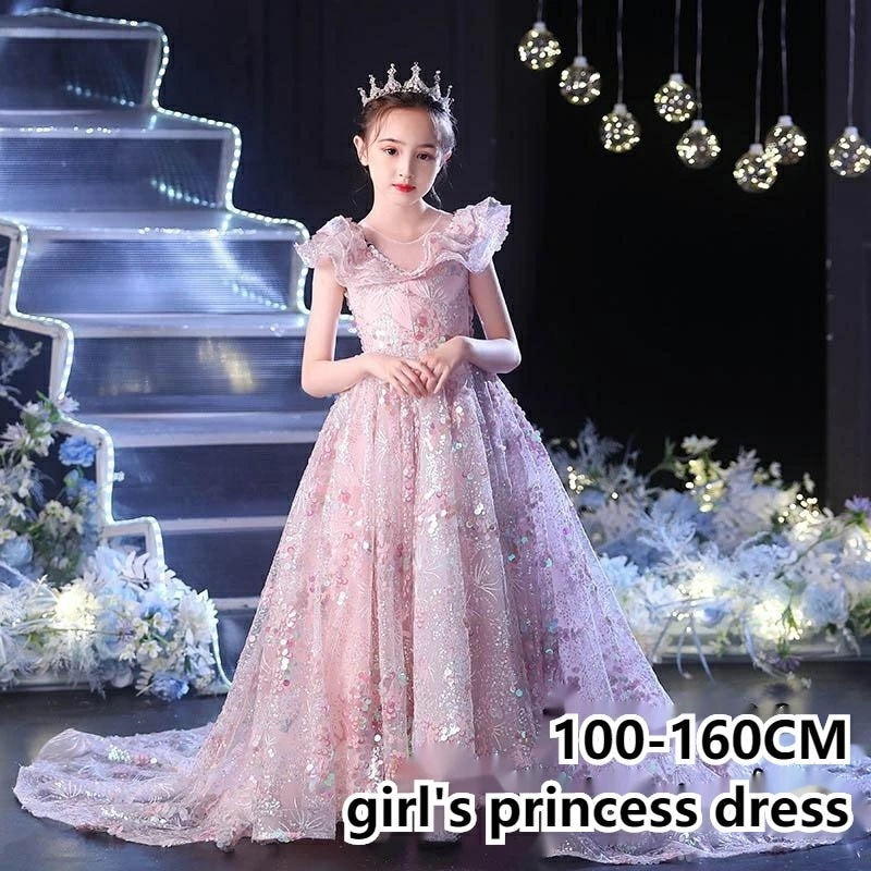 子供ドレス 女の子 ピアノ 発表会 レースドレス 子ども ロングドレス ショート フォーマルドレス キッズ ワンピース お姫様 プリンセスドレス ワンピース 結婚式 七五三 ジュニア c-lifu-6