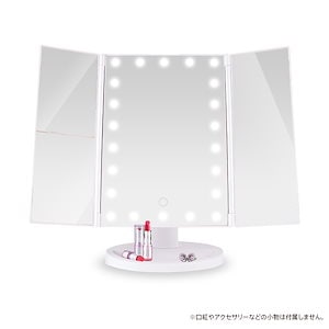LEDメイクアップミラー アクトレス 女優ミラー 三面鏡 LED ライト付き コンパクトミラー 卓上ミラー LEDミラー 鏡