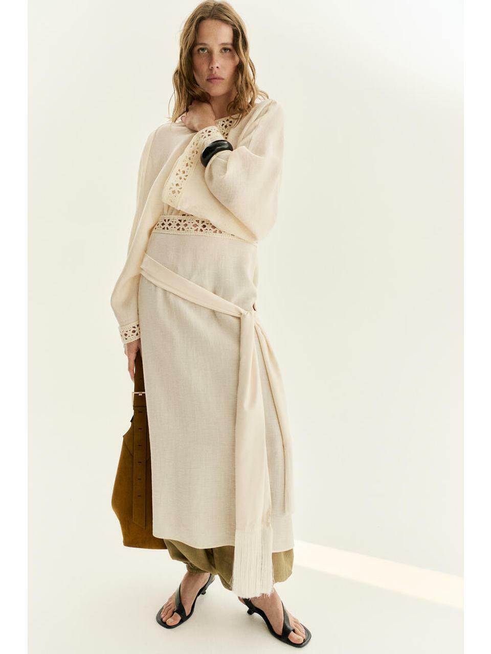 H&M クロシェットルックチュニックドレスライトベージュ 1351334001