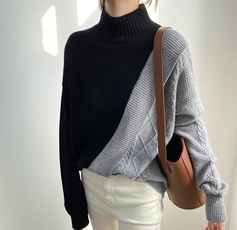 【人気上昇中】 配色 カジュアル セーター