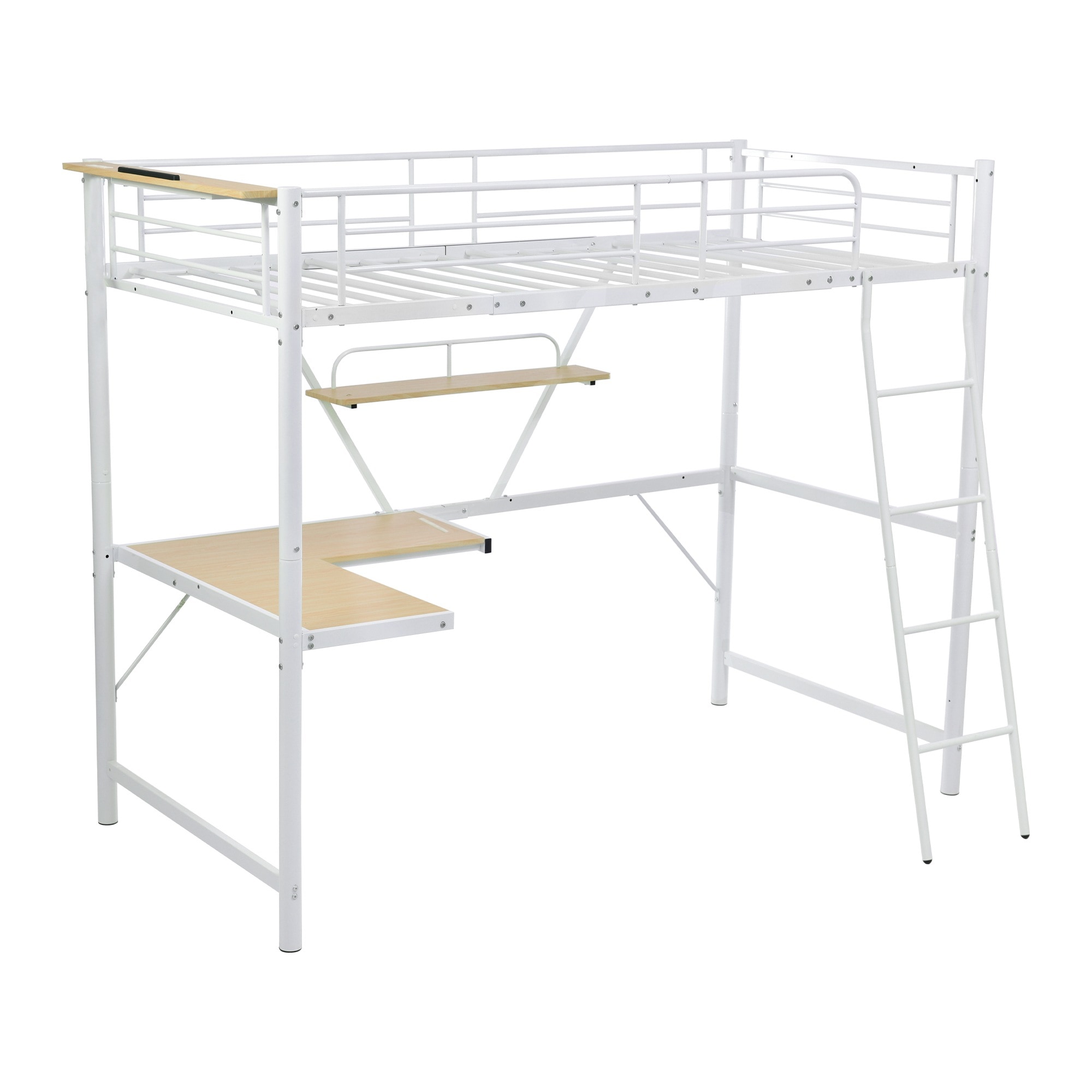 【2点購入で150OFF】【国内即発送】システムベット 宮棚　ロフトベッド シングル コンセント付き デスク付き 収納付き ラック棚付き 北欧風 二段ベッド 大人用　二段ベッド スチール 耐震【元WF