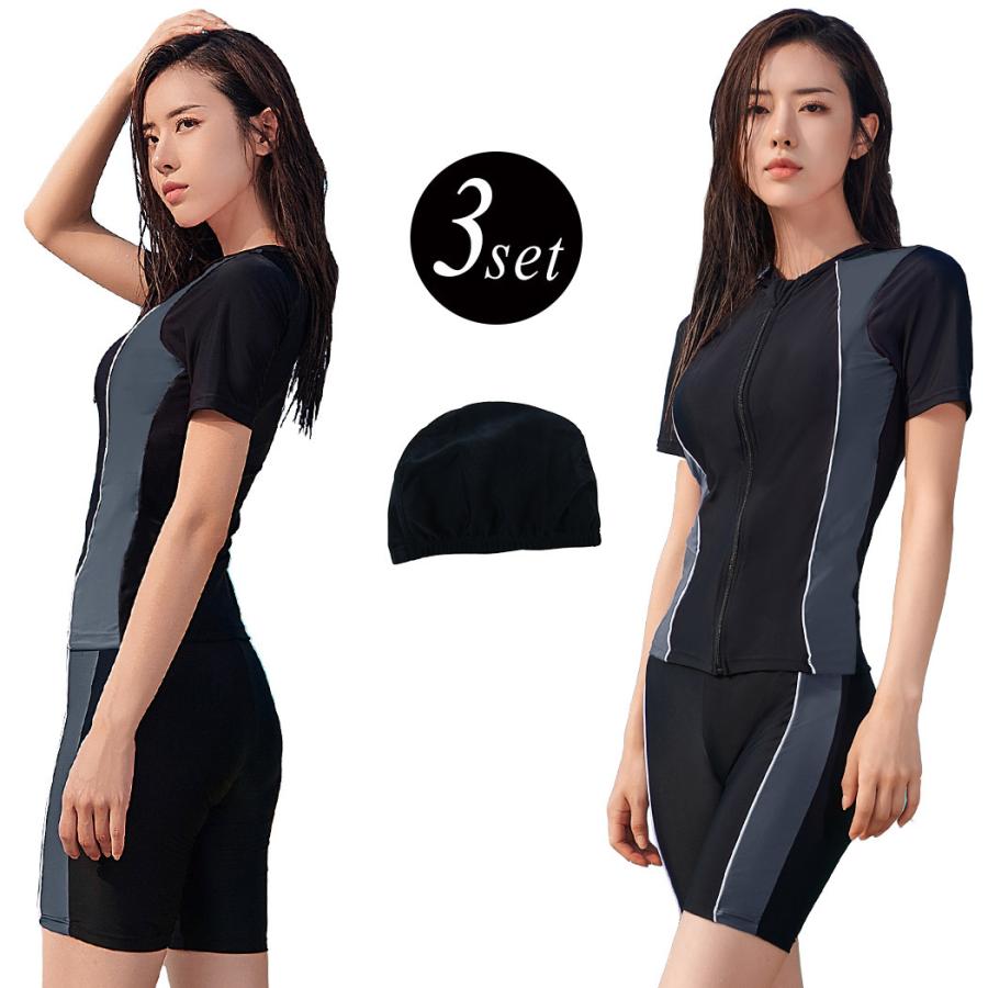 【2点購入で150OFF】【夏日限り激安SALE】フィットネス 水着 レディース 半袖 セパレート 体型カバー ラッシュガード ママ水着 おしゃれ かわいい 女性用 5,984円