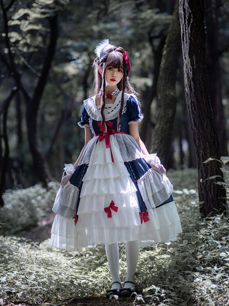 キャミソールワンピースロリータ 白雪姫ロリータ ロリータ 白雪姫 ゴージャス結婚式 お茶会 イブとスカートドレス