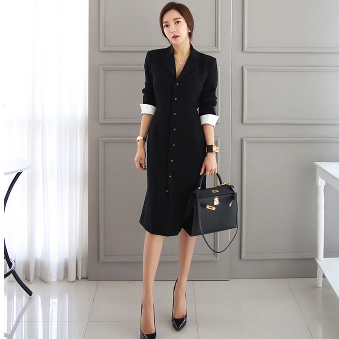 ジャケットワンピース ワンピース ワンピドレス 膝丈 ひざ丈 袖あり 7分袖 七分袖 Vネック 襟付き スリム 細身 前開き かわいい 大人可愛い きれいめ シンプル カジュアル 大人 上品 おしゃれ 6,856円