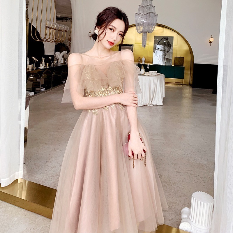 パーティードレス 演奏会 二次会 結婚式 ウェディングドレス ウエディング ミモレ丈 花嫁ドレス ブ