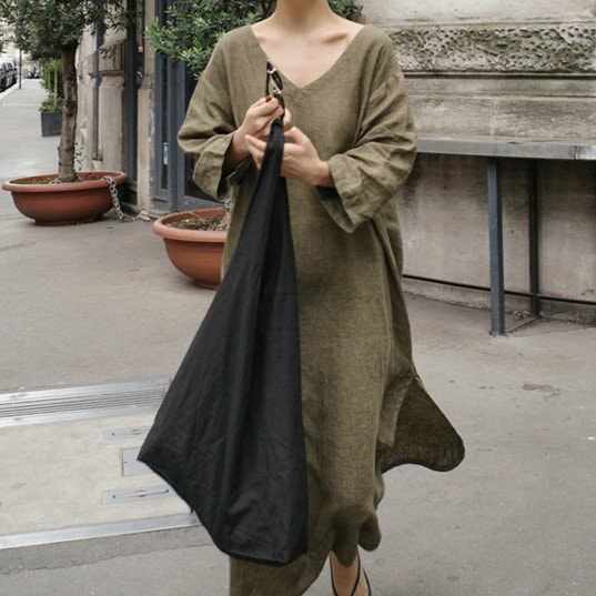 【取寄：納期2週間】ワンピース レディース ロング丈 ロングワンピース コットン リネン 麻綿 ゆったり 長袖 ワンピース レディース ロング丈 ロングワンピース コットン リネン 麻綿 ゆったり