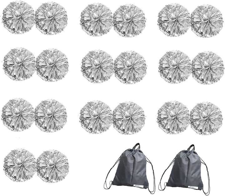 SWAANBELLE ポンポン チア ダンス チアリーダー キッズ 運動会 応援 セット(シルバー20個)