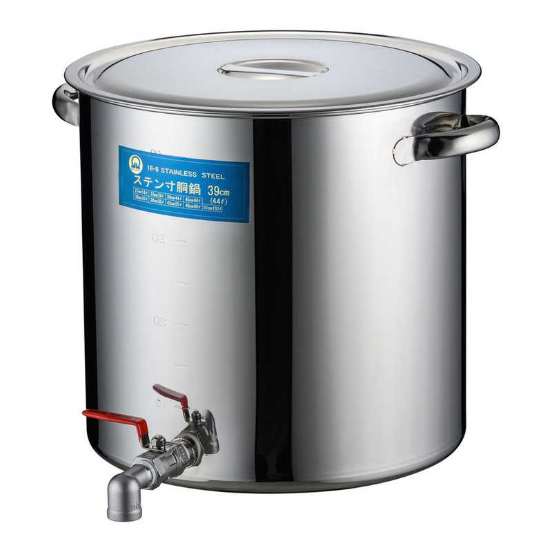 遠藤商事　SA18-8蛇口付寸胴(目盛付) 39cm 20A3/4インチ　EZV0304