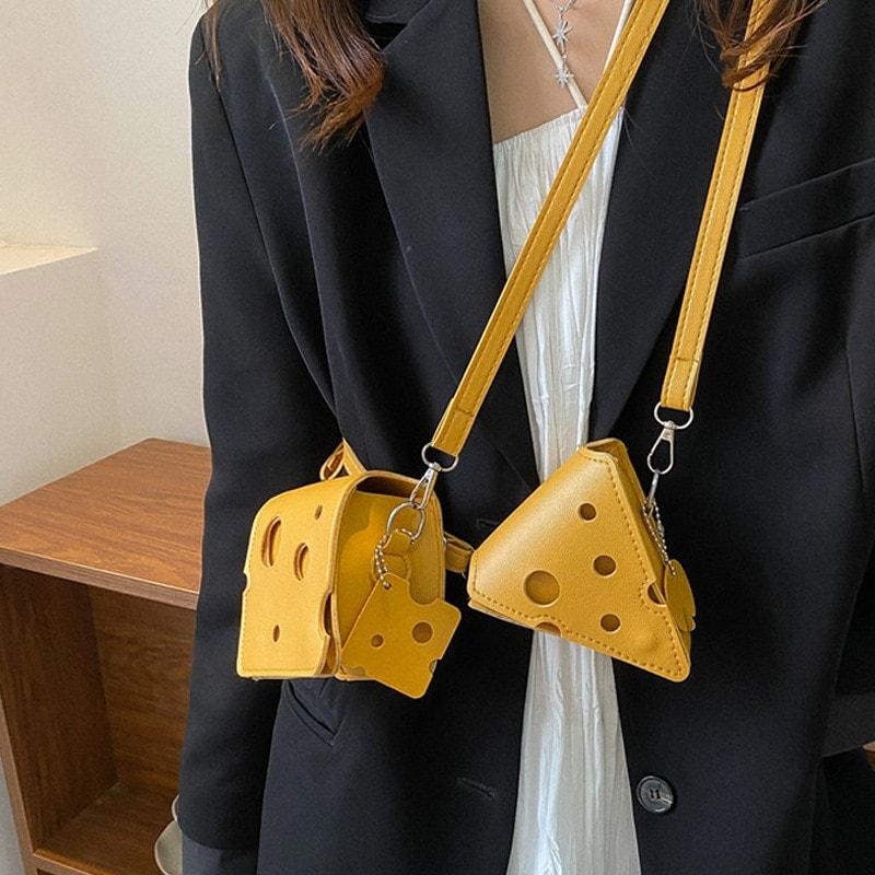 ニッチデザイン25新かわいいミニホールチーズ三角形口紅ヘッドセットクロスボディチェンジスモールスクエアバッグ斜めクロスショルダーバッグ