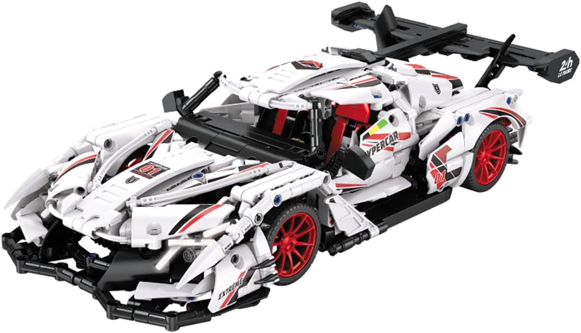 (ゴティモン) ホワイトスポーツカービルディングブロックセットおもちゃコレクター収集品MOCカーモデル大人と子供のためのビルディングブロック(1266個)