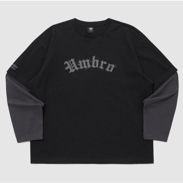 U スポーティ レイヤード 長袖 Tシャツ B1 UR121CRL12 BLK0 DBR1