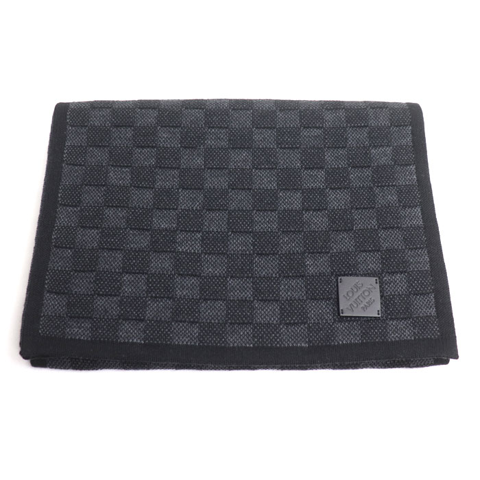 LOUIS VUITTON ルイ・ヴィトン ネオ プティ ダミエ マフラー ブラック M77988 MY0275 メンズ 中古 美品