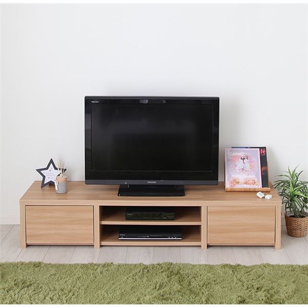 タップ収納付き テレビ台/テレビボード[幅147cm ナチュラル] 背面タップ収納付き 組立品