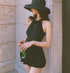 水着 レディース 夏 プール ビーチ おしゃれ かわいい 女性用 韓国 ワンピース 温泉 お腹カバー スリム見え フェアリースタイル ホルダーネック バックレス