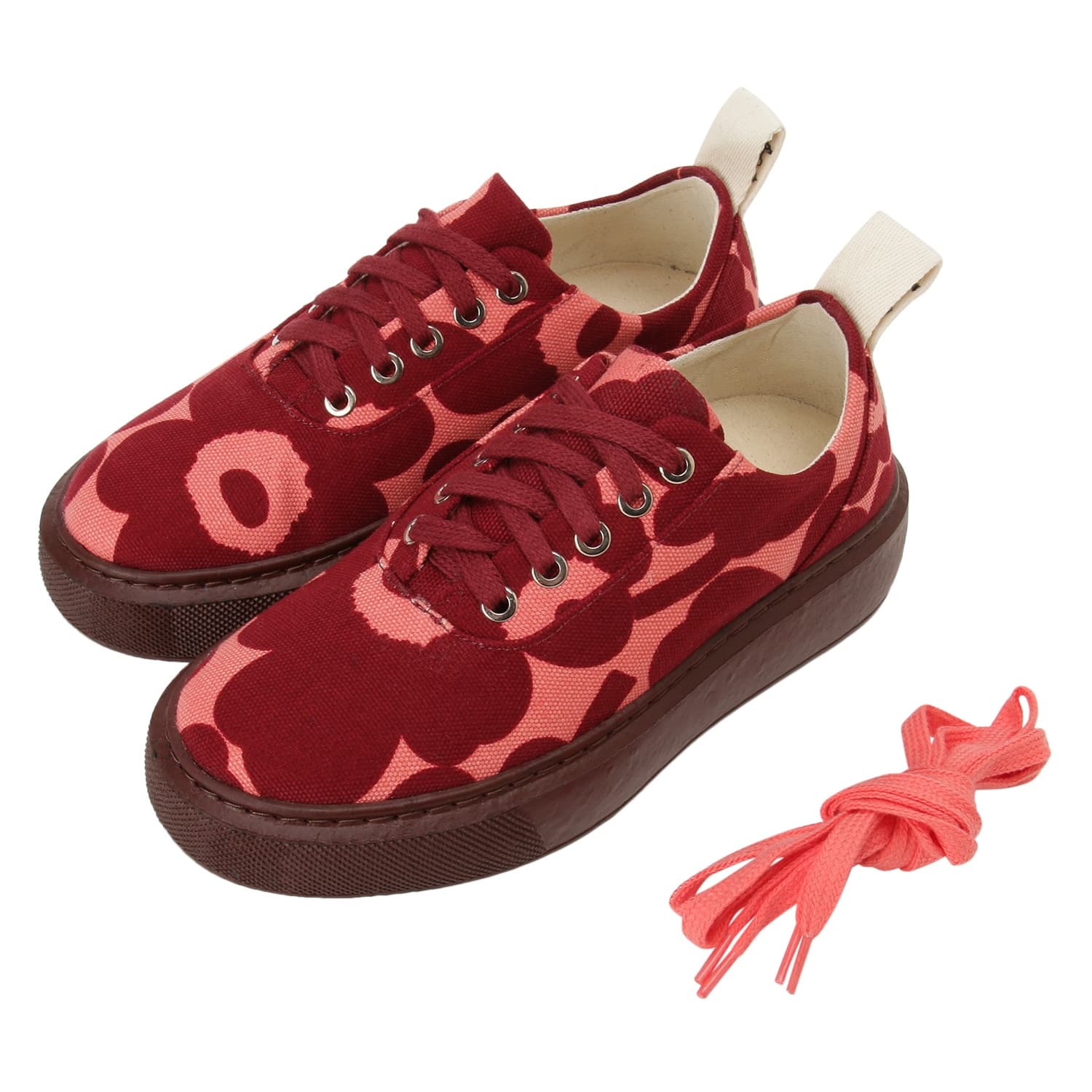 マリメッコ スニーカー 靴 marimekko レディース 091686 337 36 ウニッコ柄 キャンバス ダークレッド×レッド シューズ Niittyheinikossa Mini Unikko