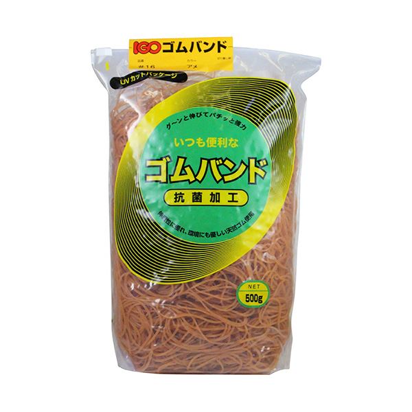 （まとめ）アイジーオー ゴムバンド #16 アメ色500g #16-A-M 1袋[x5セット]