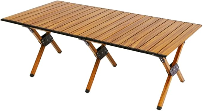 折りたたみ テーブル ロールテーブル 軽量 コンパクト ロールトップ キャンプテーブル 簡単組立 収納バッグ付 インテリア キャンプ DJZ (120cm×60cm×48cm原色) 7,265円