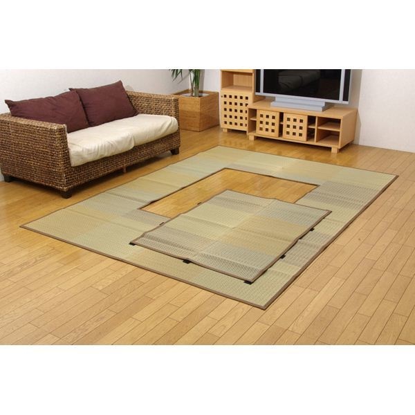 堀こたつ対応 い草ラグ D堀炬燵敷きピア ベージュ 約191300cm（中抜き：約90150cm）