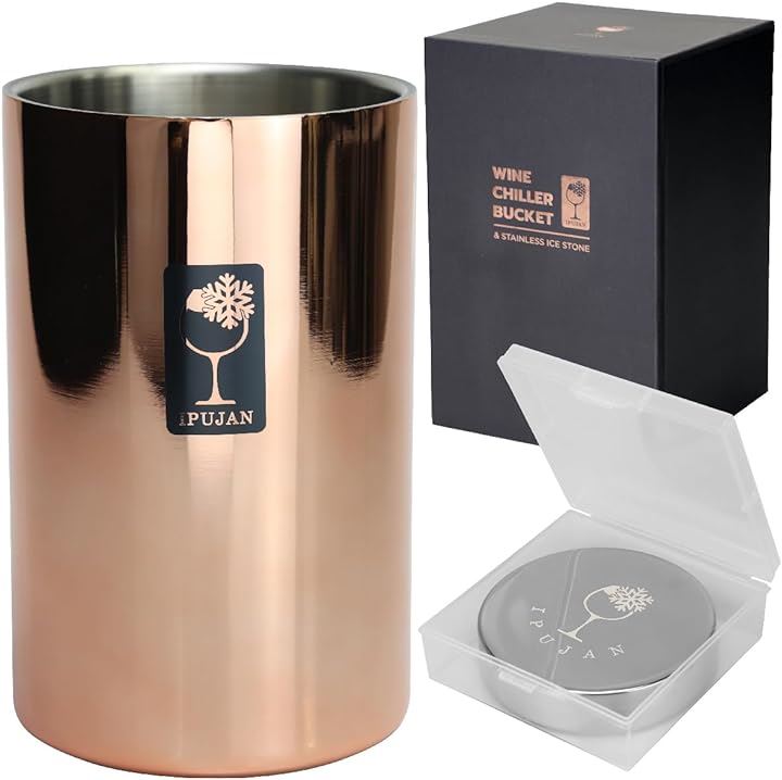 正規品 WINE CHILLER BUCKET ワインクーラーシャンパンクーラー アイスストーン 5時間保冷 氷不要 断熱 二重構造