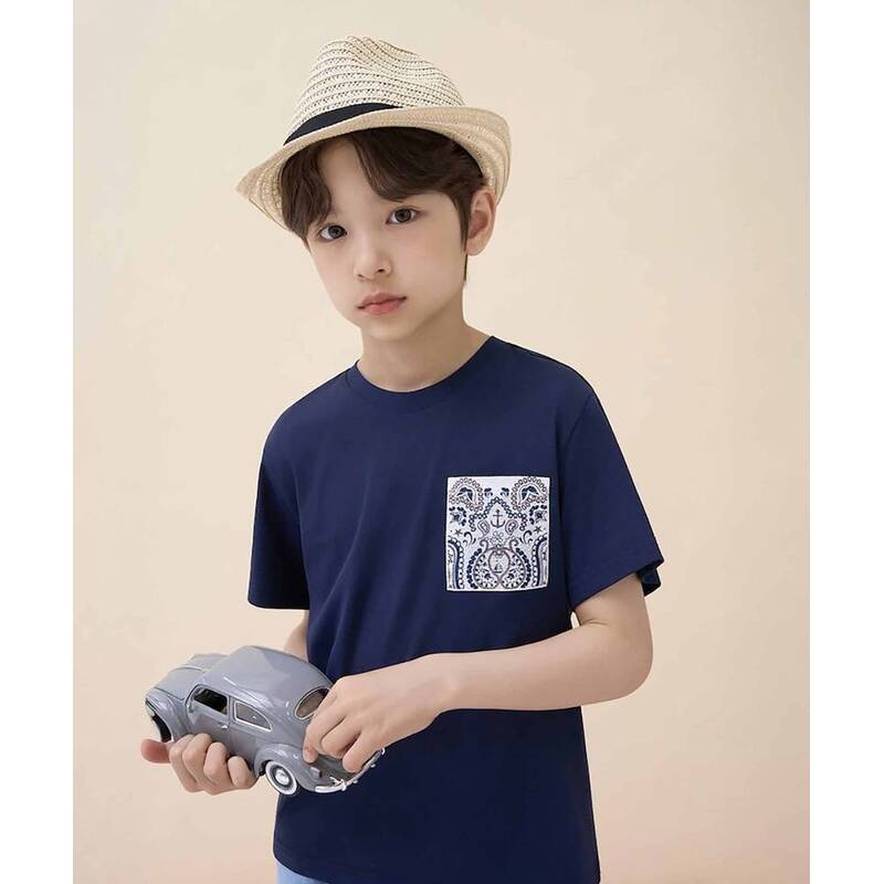 ビーンポールキッズ BEANPOLE KIDS ホットサマー ストライプ・ペイズリー Tシャツ 2枚セット ネイビー (BI6442U04R) BI6442U04R 377249