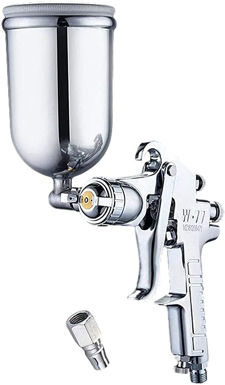 W-77 エアー スプレー ガン 重力式 上壺 タンク 容量 400ml 口径2.5mm(シルバー口