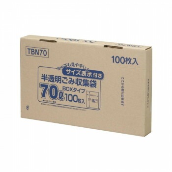 ジャパックス 容量表示入ポリ袋70L 白半透明 100枚x4箱 TBN70