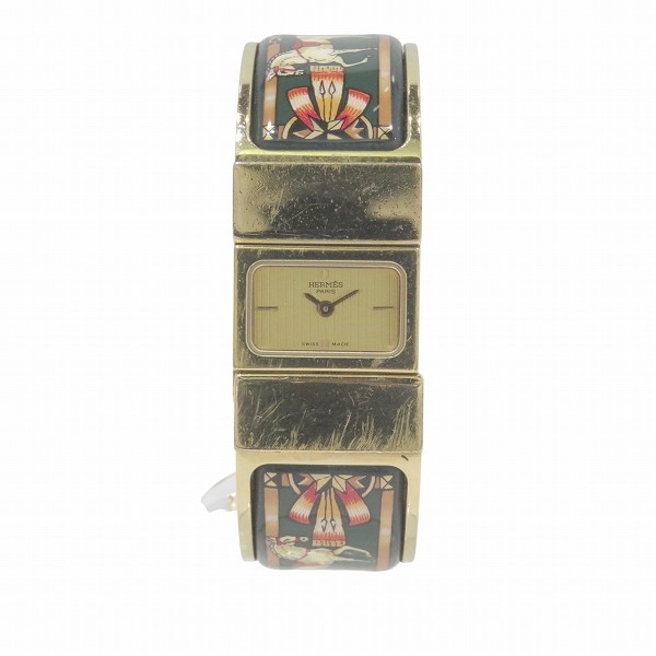 エルメス ロケ エマイユ L01.201 七宝焼き クォーツ 腕時計 レディース 【中古】