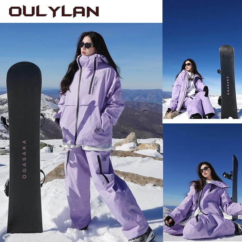 男性と女性のための防水スキースーツセット厚くて暖かいフード付きトップとパンツ屋外のスノーボード大きなサイズ新しい冬